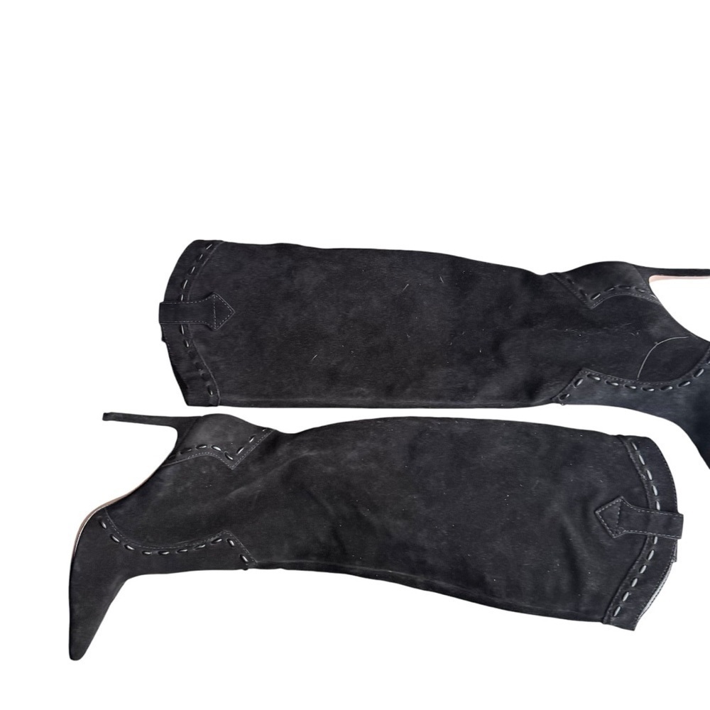 Schutz - Eliana Suede Knee-High Stiletto Heeled Boots Black Sz 8 - Picture 5 of 7